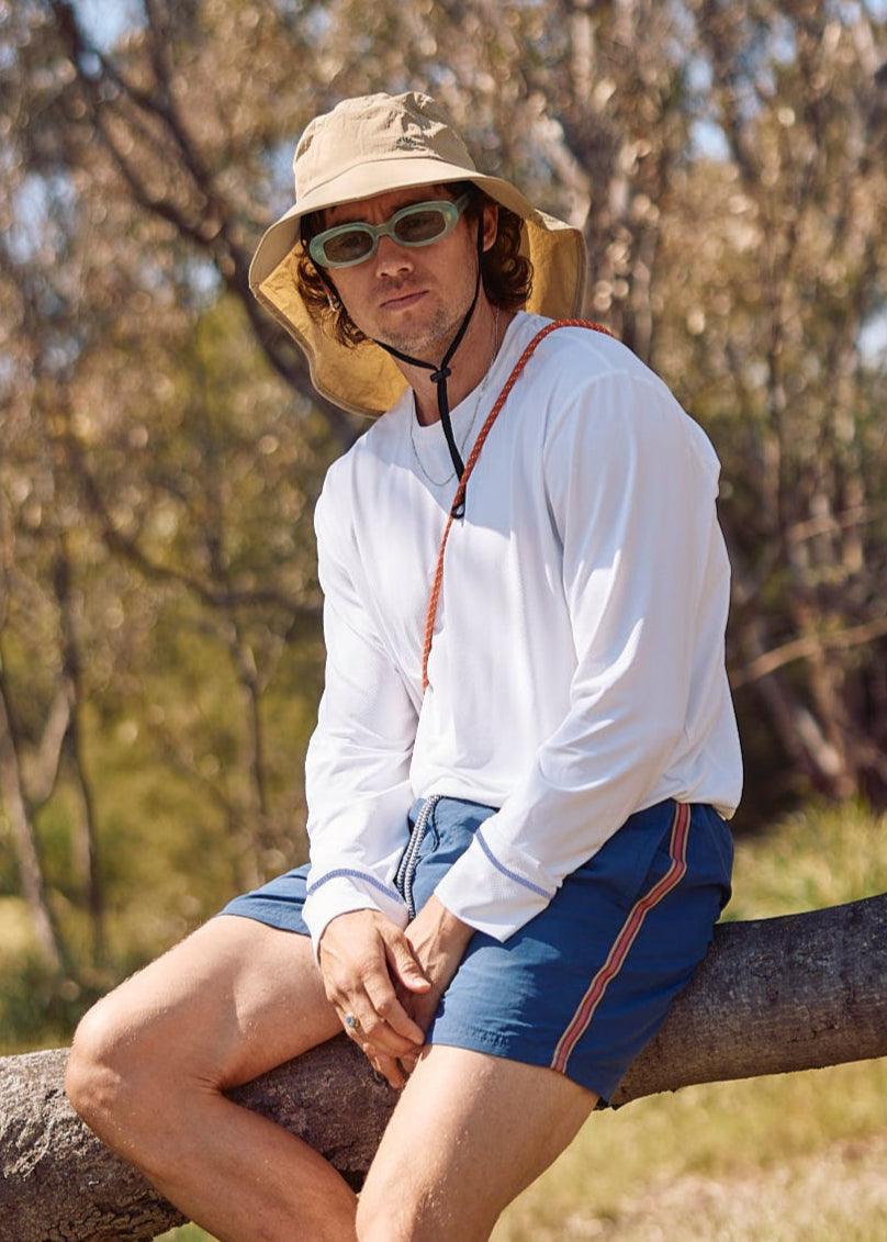 Men's UPF 50+ 'All G' UV Tee Long Sleeve | Certified UPF 50+ by ARPANSA | Sun Shirt | Sun Protection | Designed in Australia | White | M