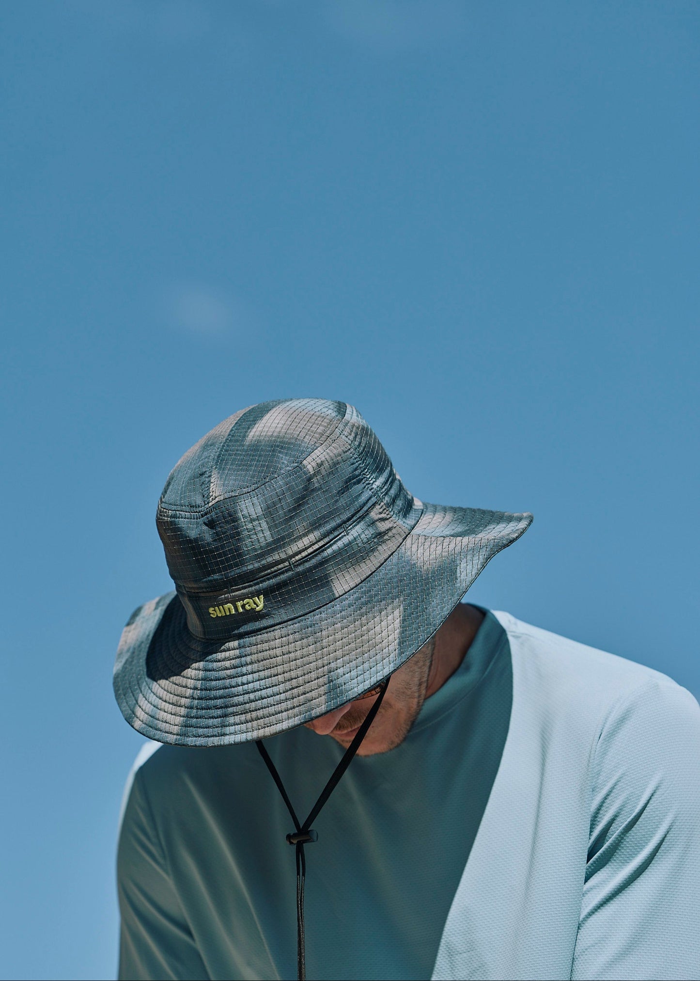 Sun Ray Breezy Brim Hat UPF50+ camo ripstop wide brim hat with 360° mesh ventilation, adjustable toggle fit and detachable chin strap