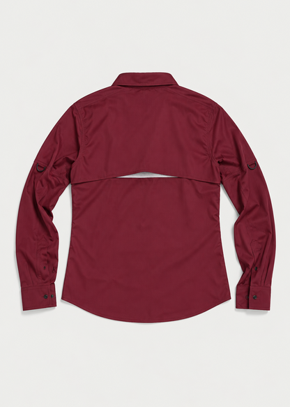 Back of Sun Ray UPF50+ men’s sun shirt showing vented mesh back panel