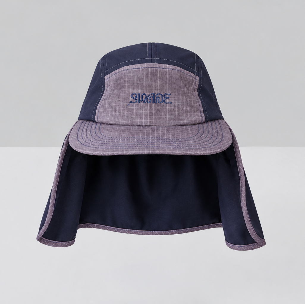 Bungee chin cord with reflective flecks on Sun Ray UPF50+ flap cap