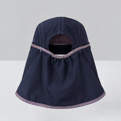 Back of Sun Ray UPF50+ running cap showing elasticated neck flap