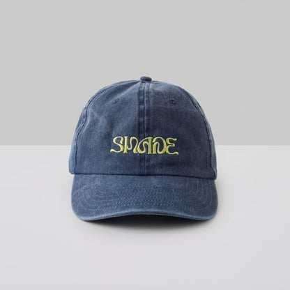 Sun Ray denim Shade cap with yellow text