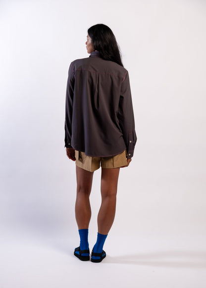 Person wearing a Sun Ray UPF50+ sun protection sun shirt charcoal